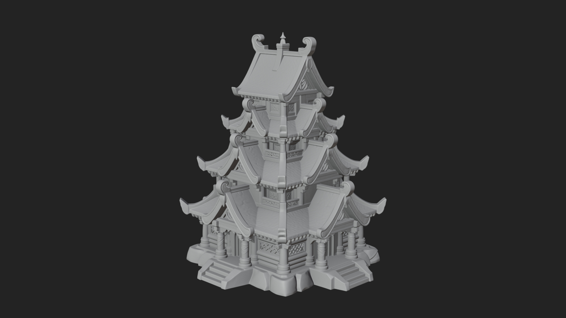 Cliff Pagoda House Design 3 3D Print Model 3D Model