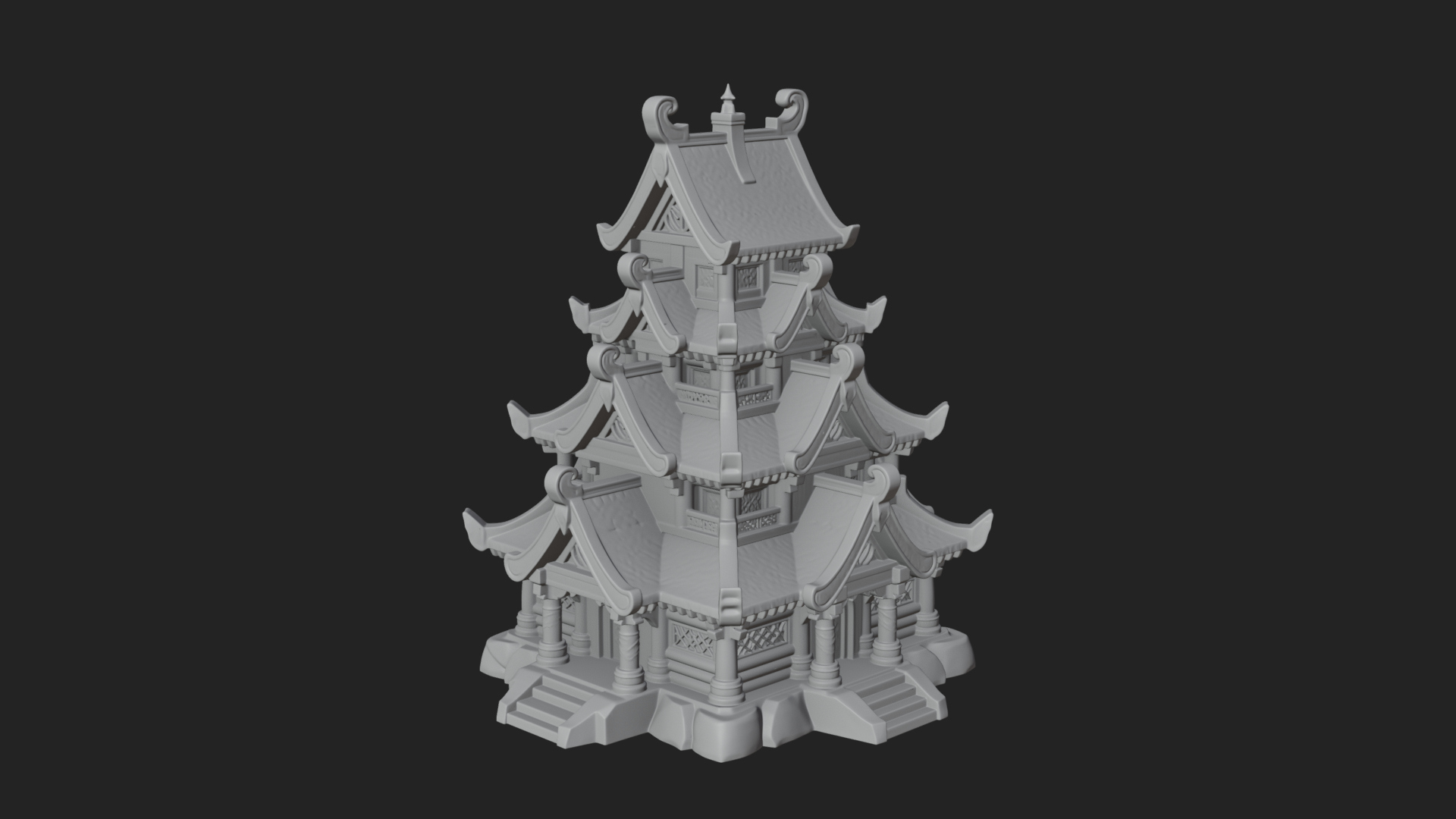 Cliff Pagoda House Design 3 3D Print Model 3D Model