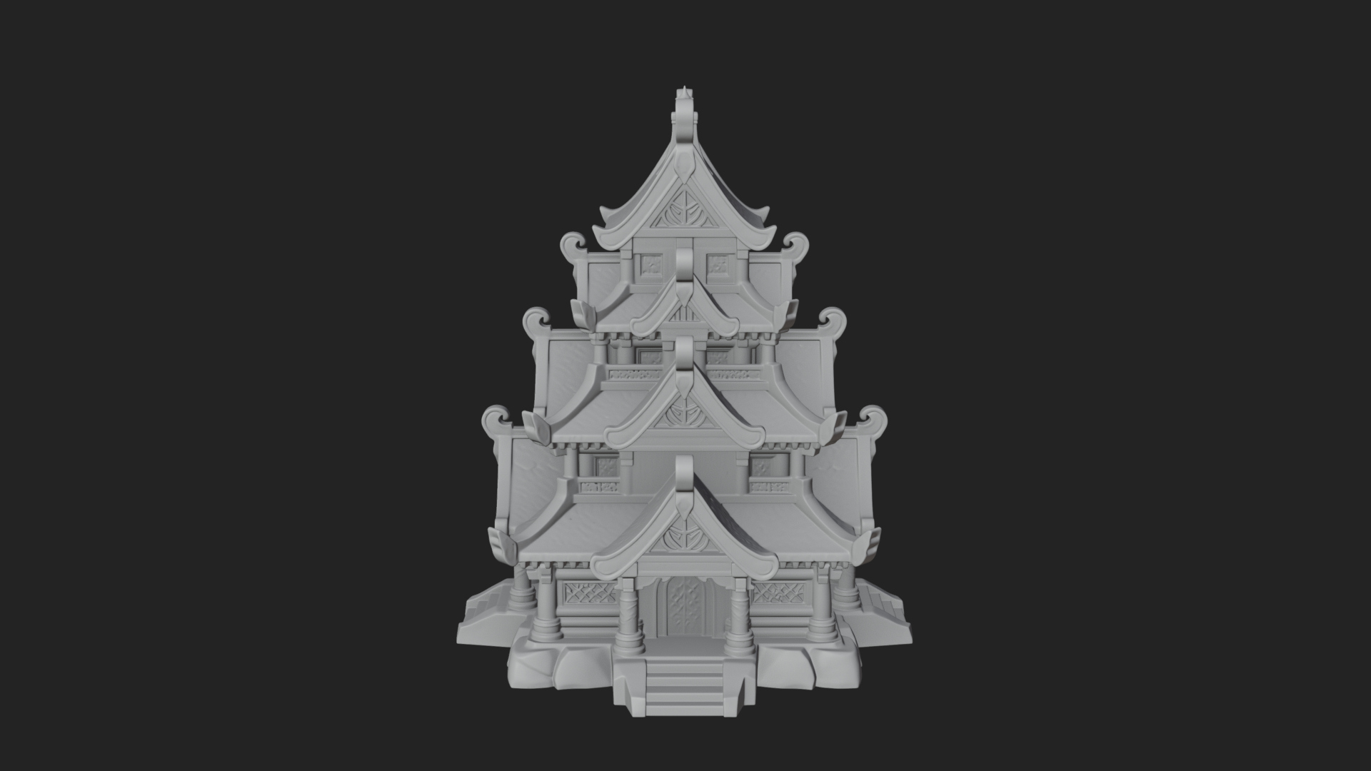 Cliff Pagoda House Design 3 3D Print Model 3D Model