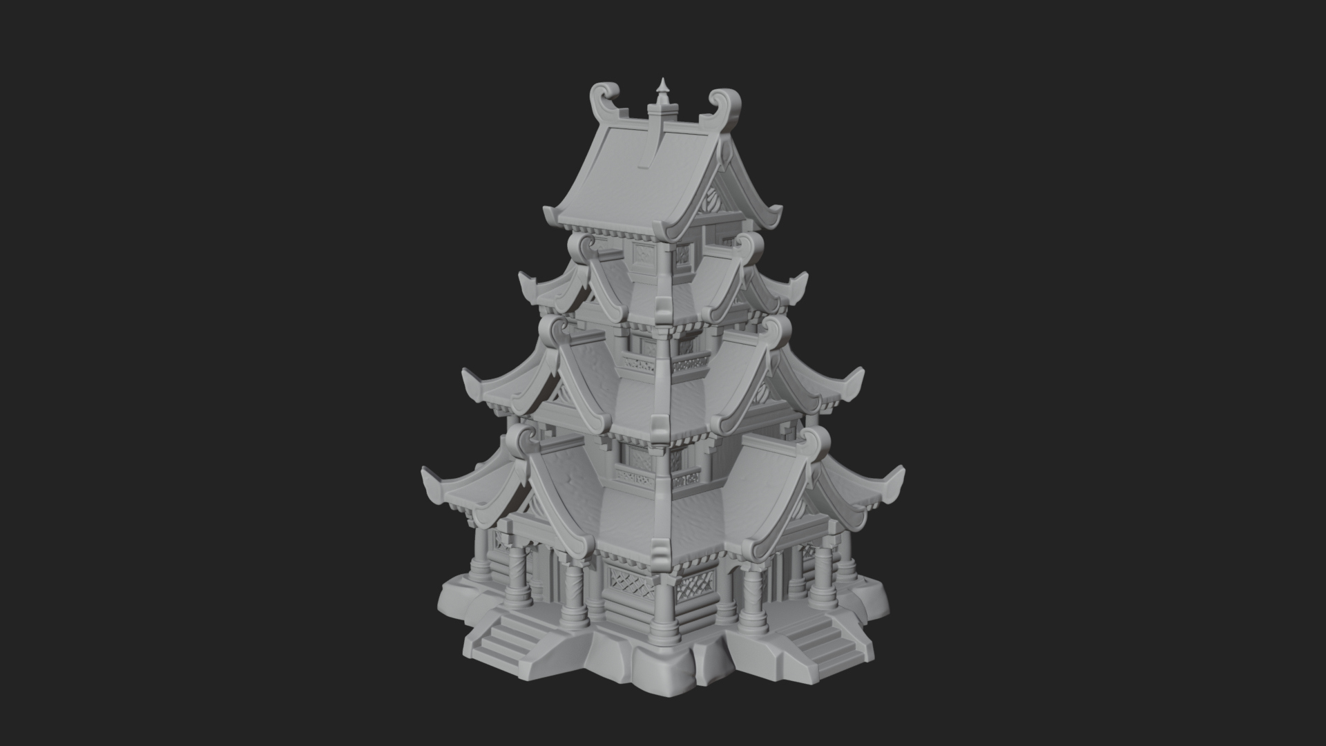Cliff Pagoda House Design 3 3D Print Model 3D Model