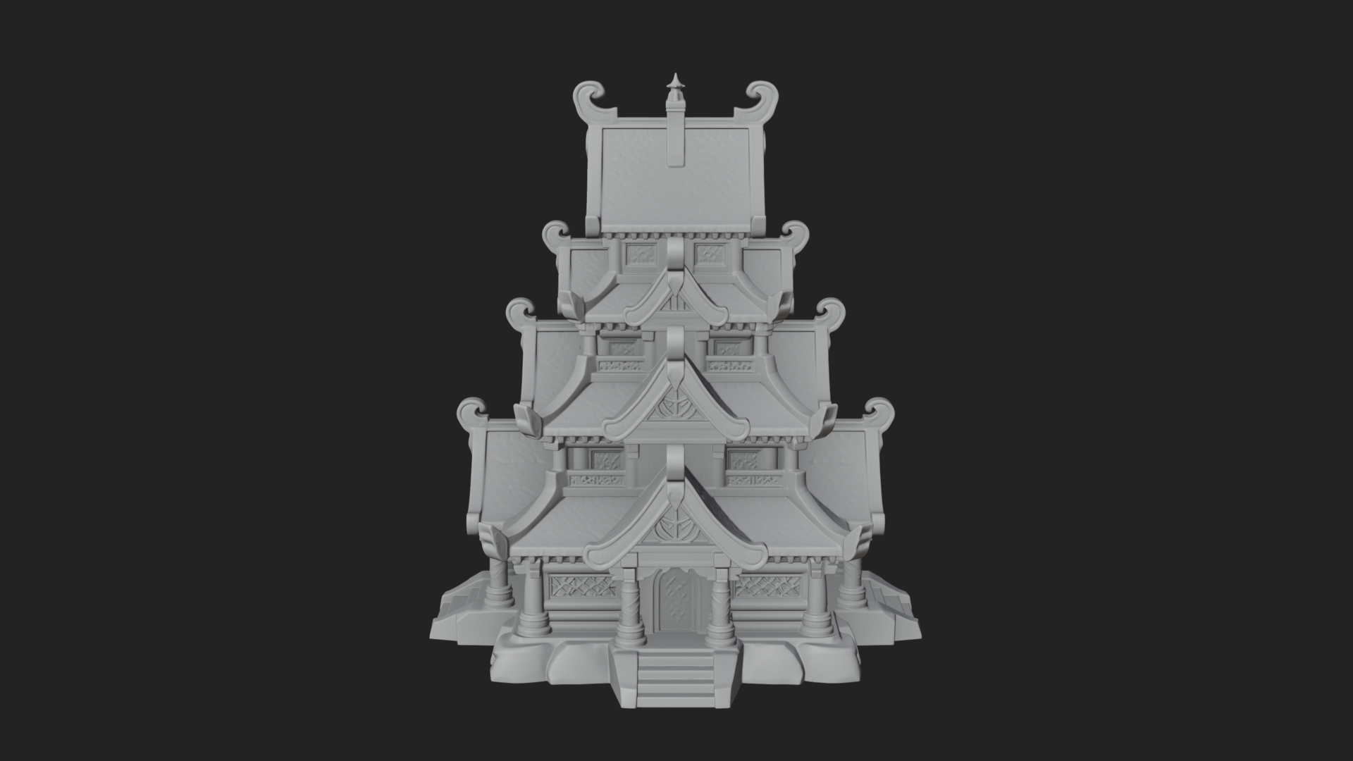 Cliff Pagoda House Design 3 3D Print Model 3D Model
