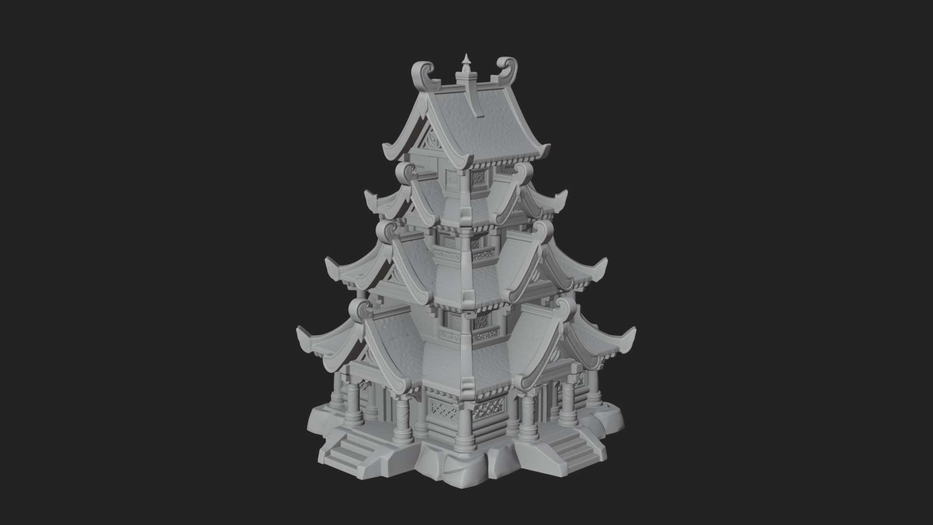 Cliff Pagoda House Design 3 3D Print Model 3D Model