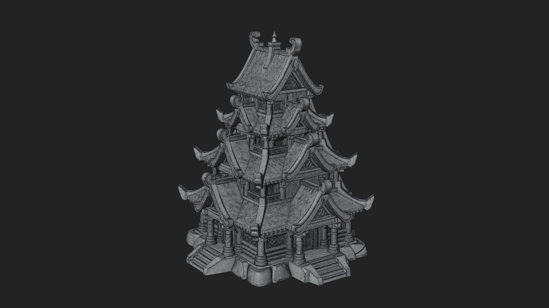 Cliff Pagoda House Design 3 3D Print Model 3D Model