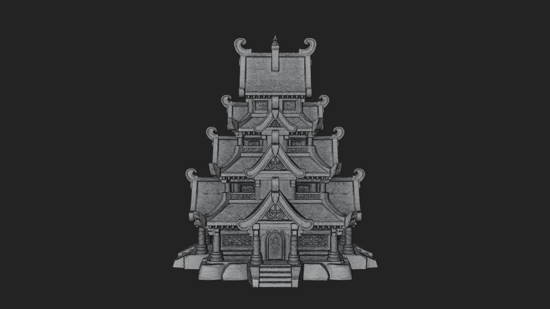 Cliff Pagoda House Design 3 3D Print Model 3D Model