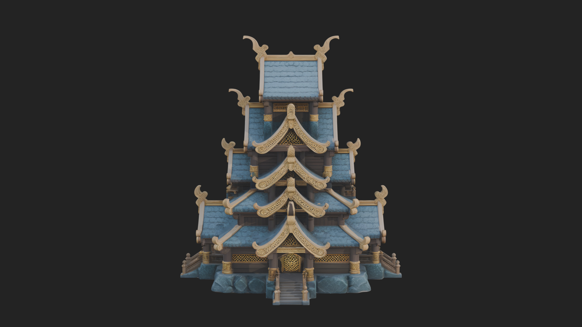 Cliff Pagoda House Design 4 3D Print Model 3D Model