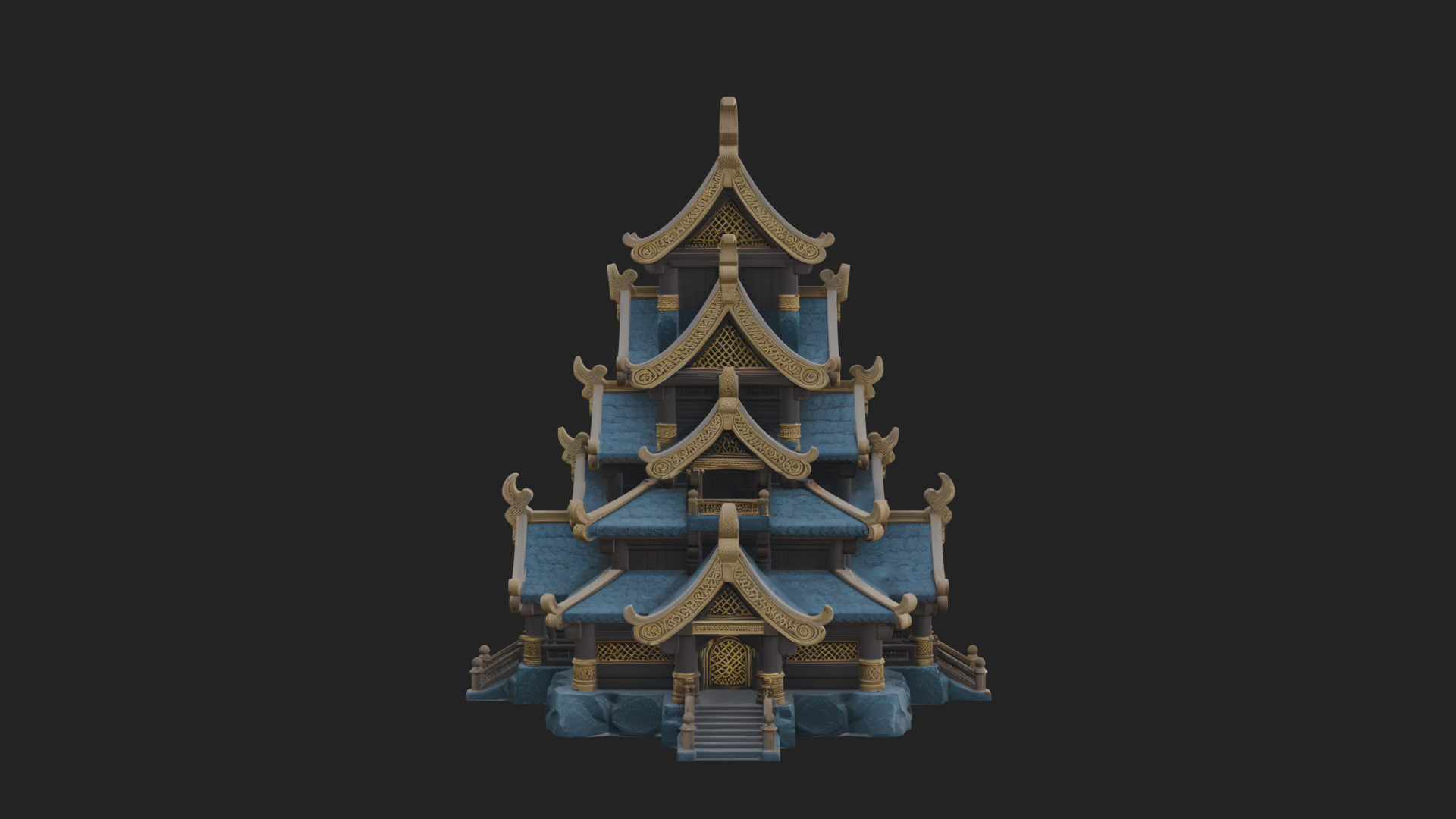 Cliff Pagoda House Design 4 3D Print Model 3D Model