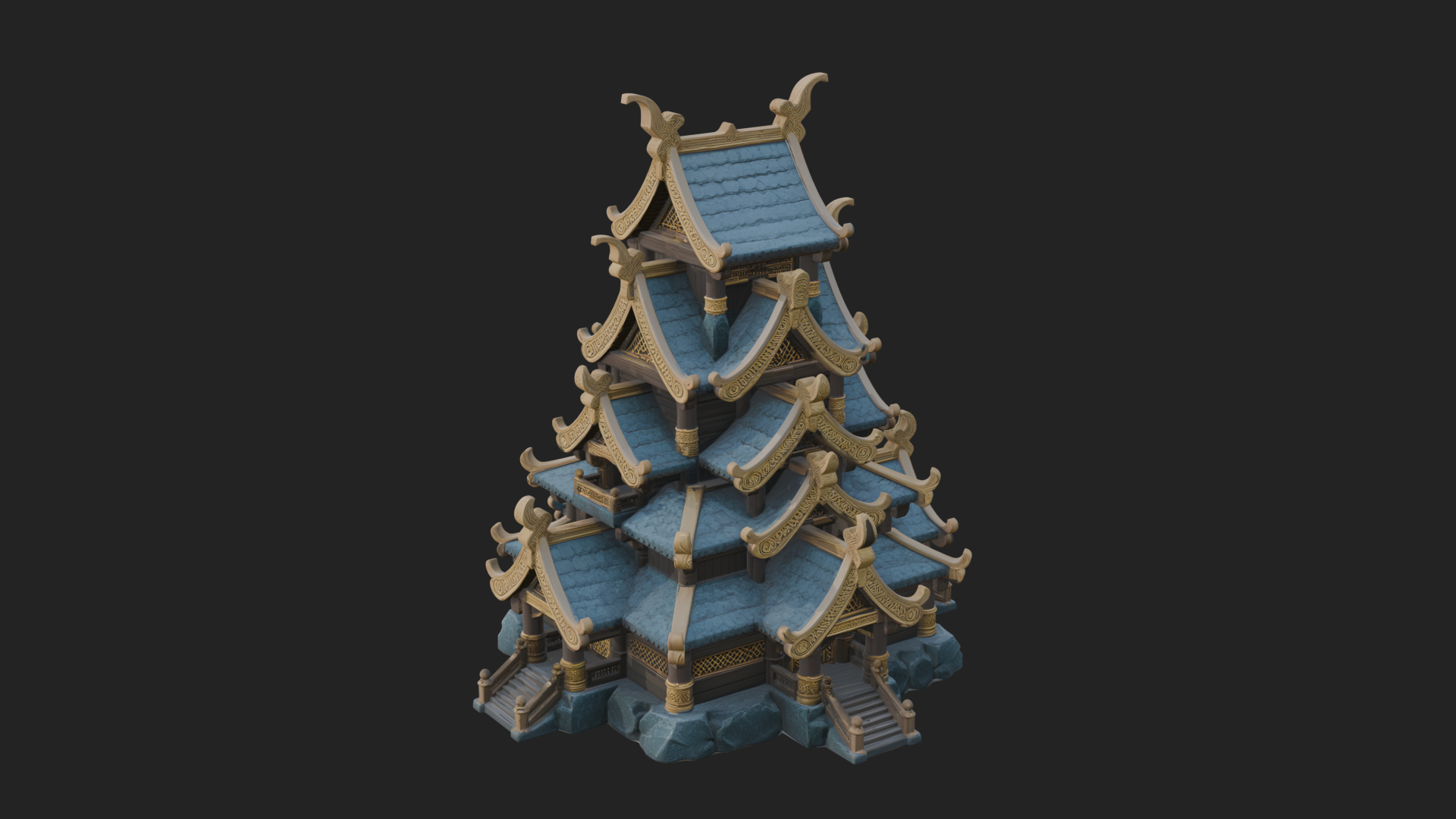 Cliff Pagoda House Design 4 3D Print Model 3D Model