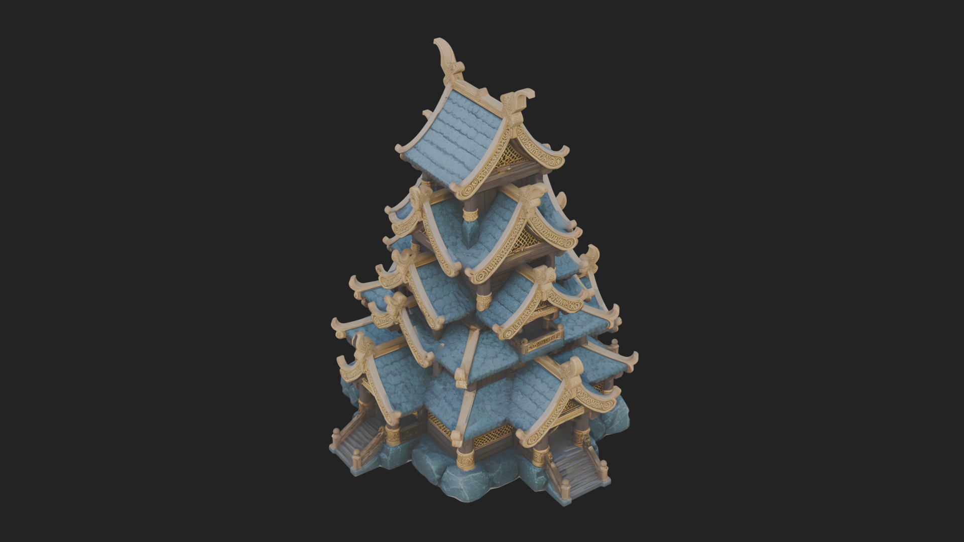 Cliff Pagoda House Design 4 3D Print Model 3D Model