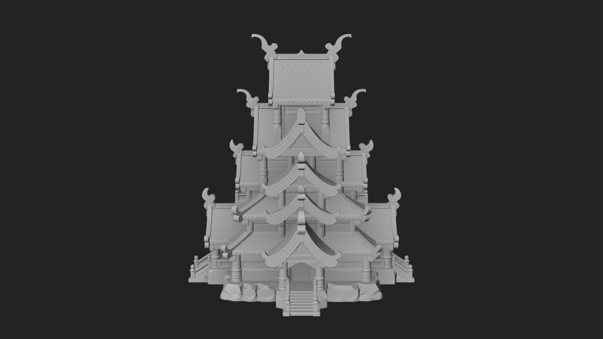 Cliff Pagoda House Design 4 3D Print Model 3D Model