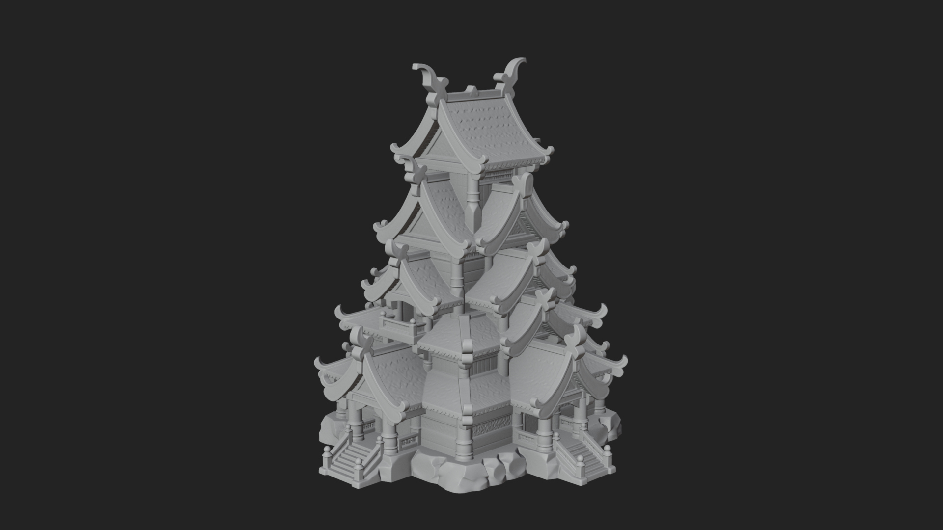 Cliff Pagoda House Design 4 3D Print Model 3D Model