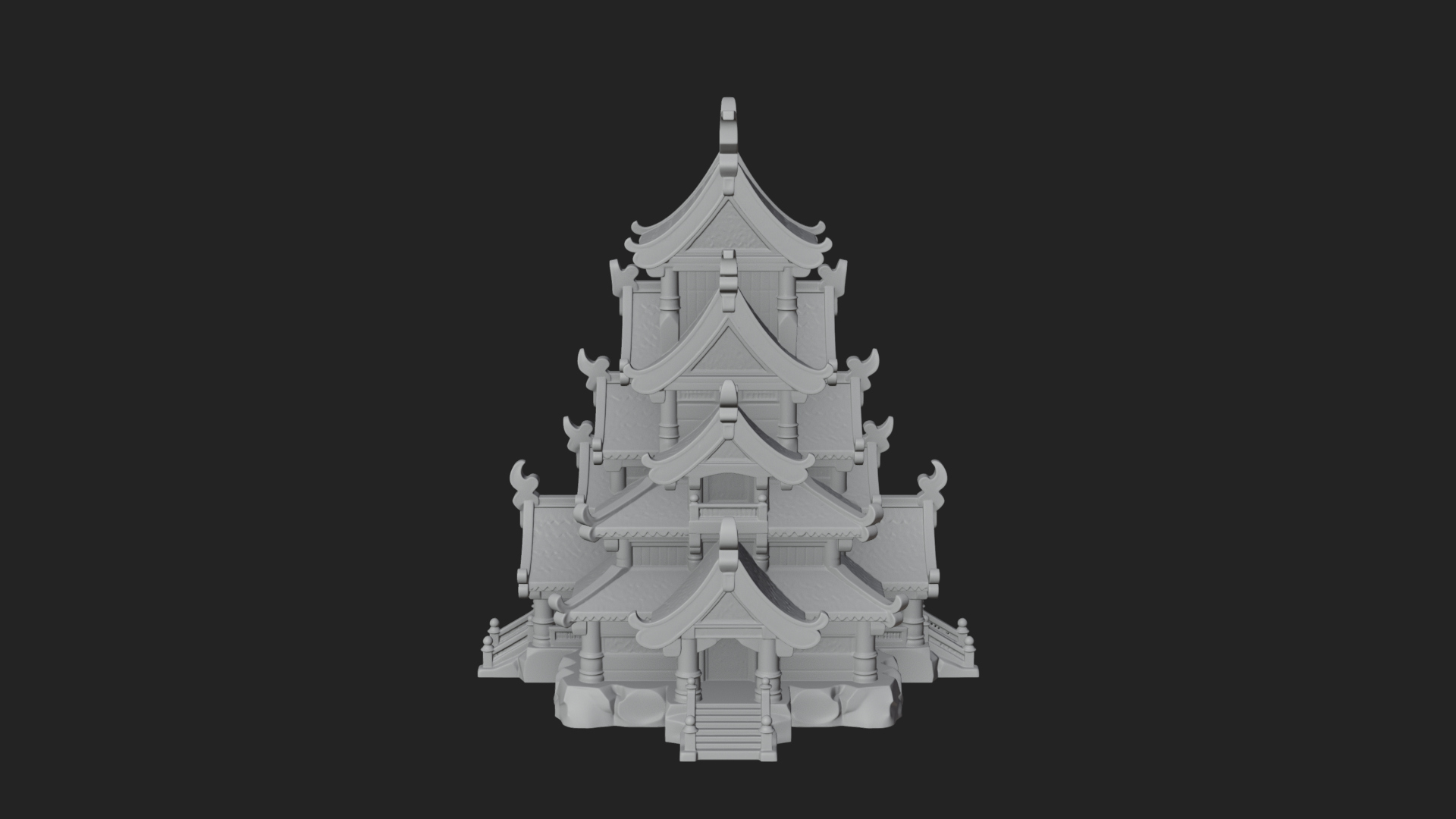 Cliff Pagoda House Design 4 3D Print Model 3D Model