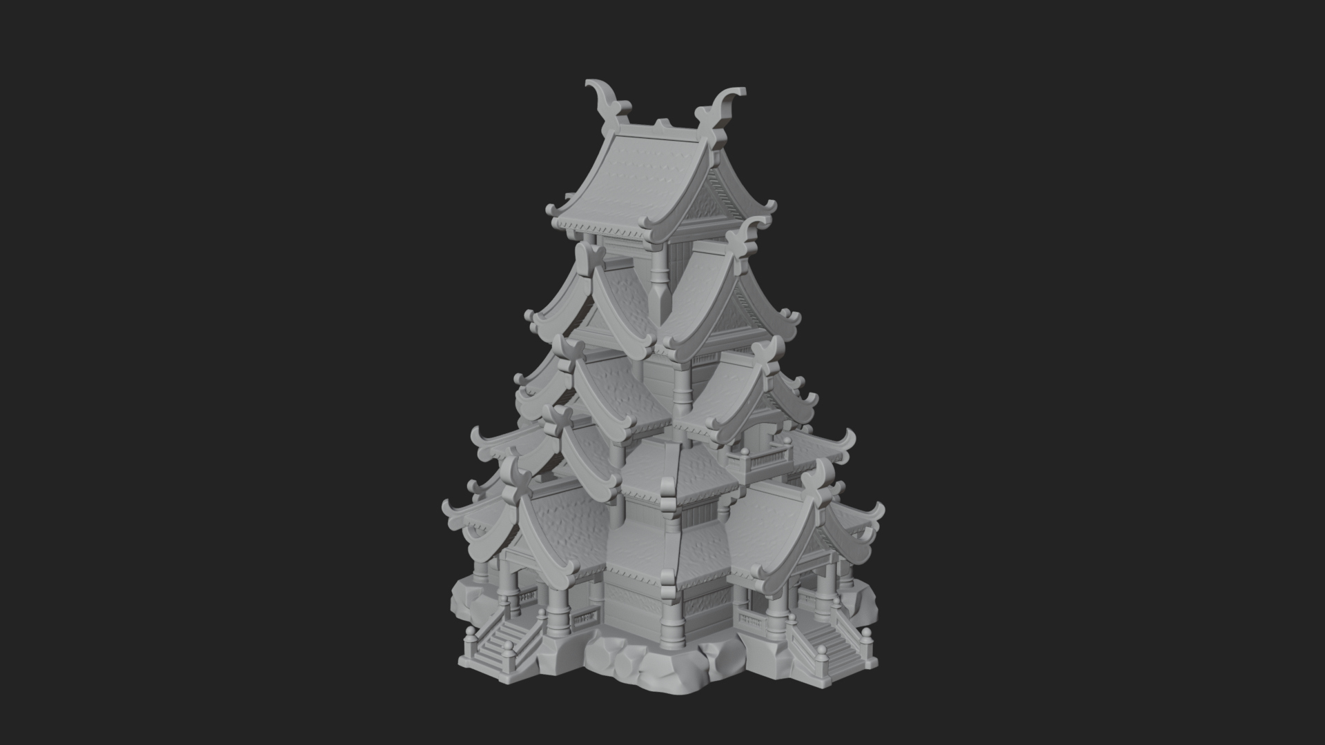Cliff Pagoda House Design 4 3D Print Model 3D Model