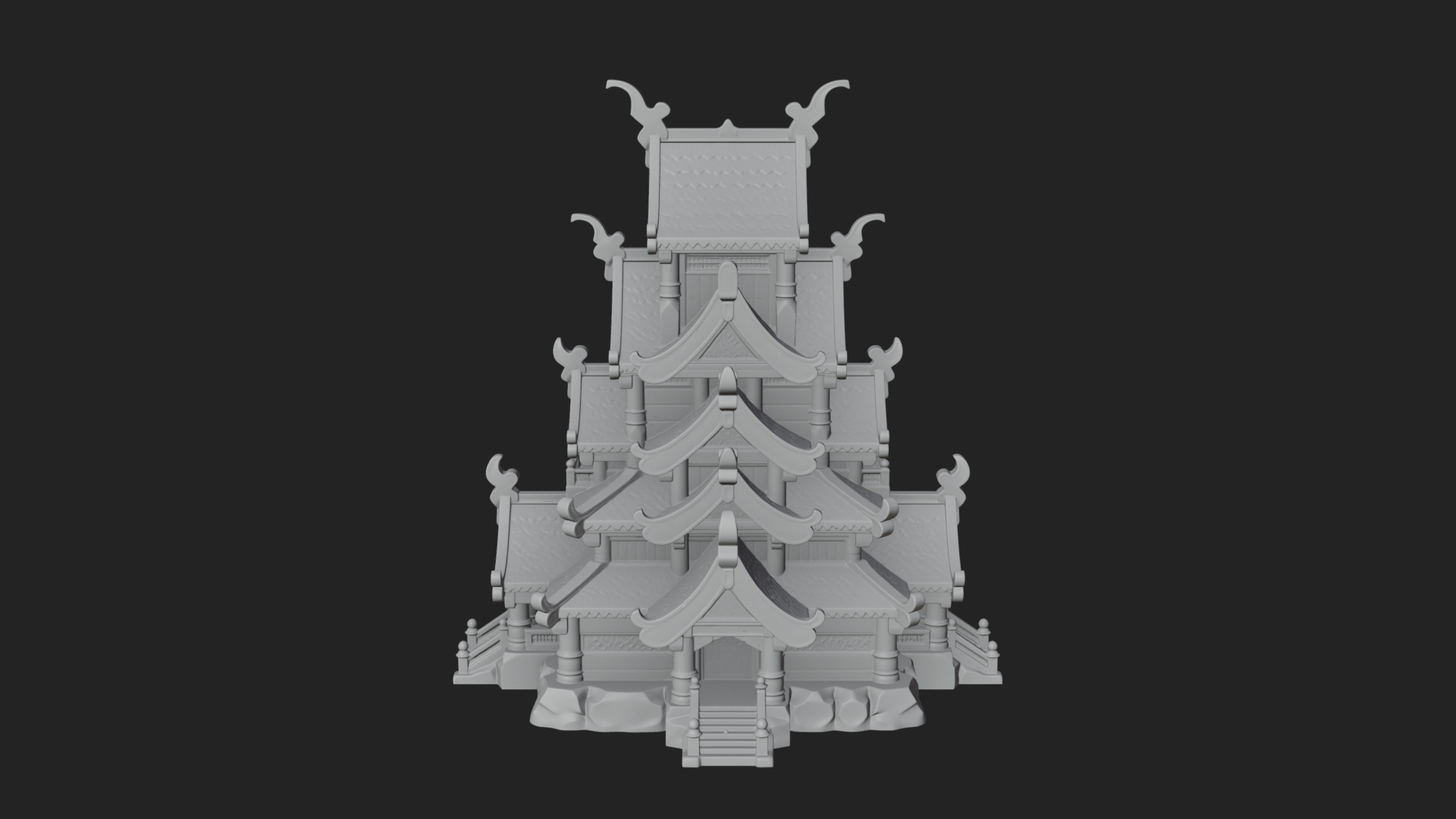 Cliff Pagoda House Design 4 3D Print Model 3D Model