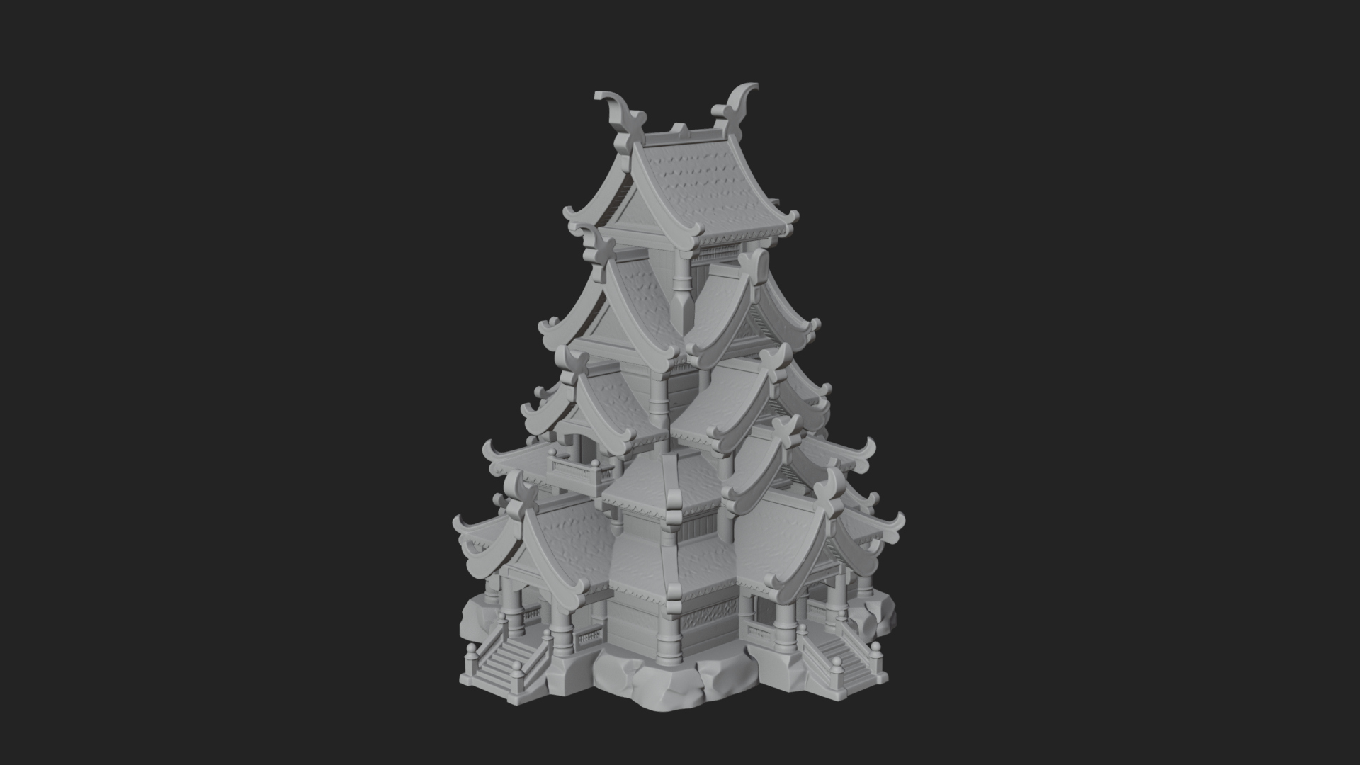 Cliff Pagoda House Design 4 3D Print Model 3D Model