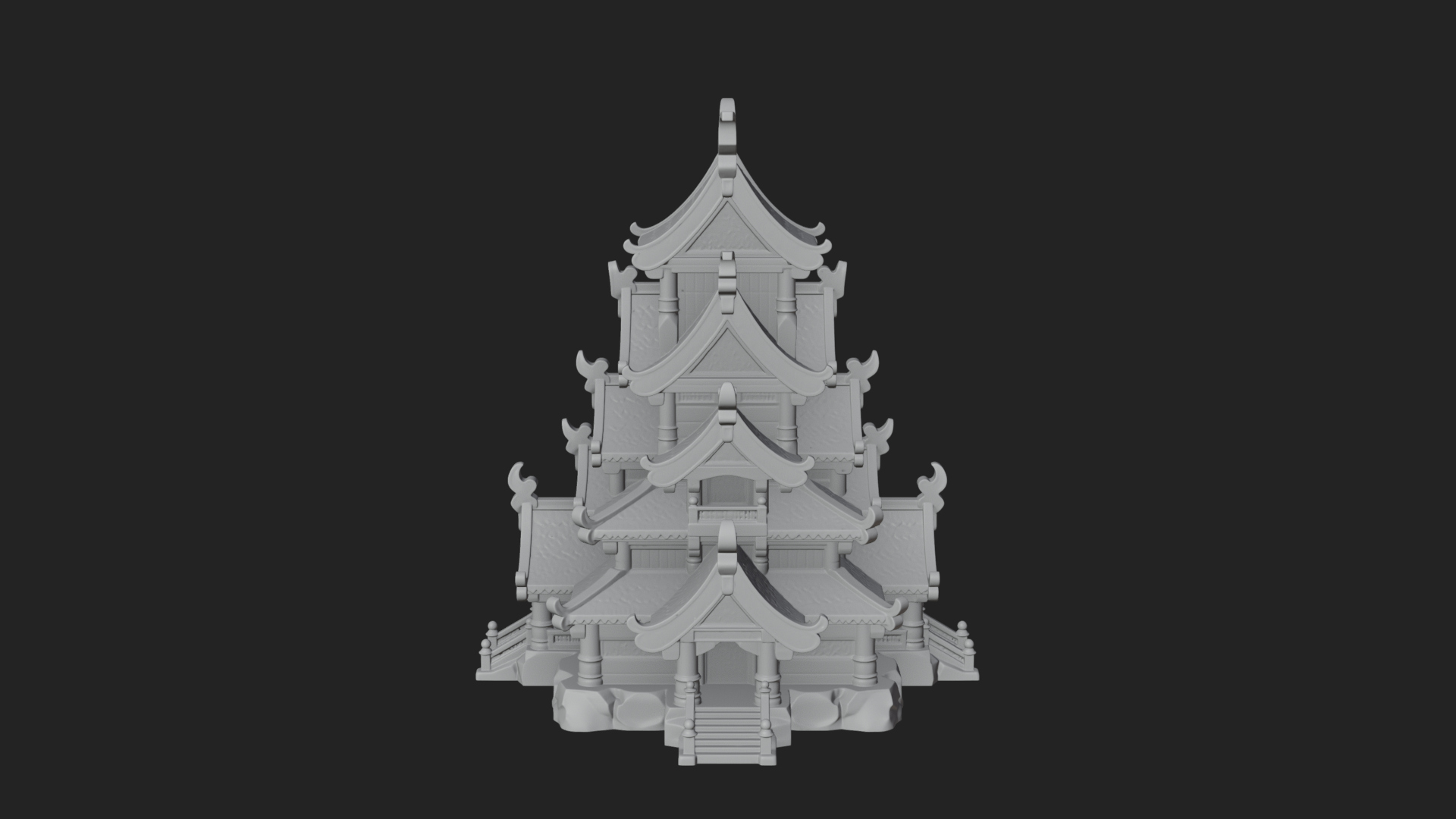 Cliff Pagoda House Design 4 3D Print Model 3D Model