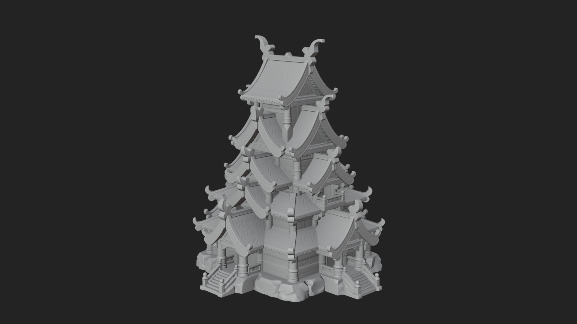 Cliff Pagoda House Design 4 3D Print Model 3D Model