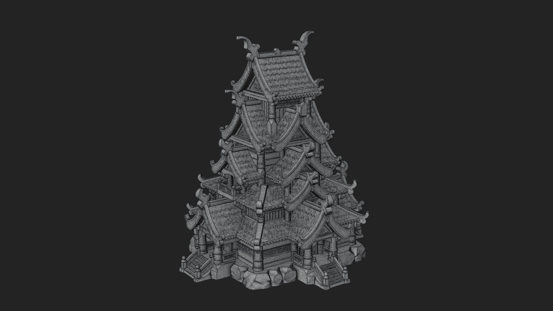 Cliff Pagoda House Design 4 3D Print Model 3D Model