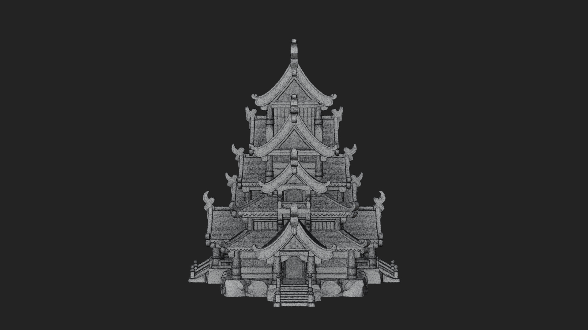 Cliff Pagoda House Design 4 3D Print Model 3D Model