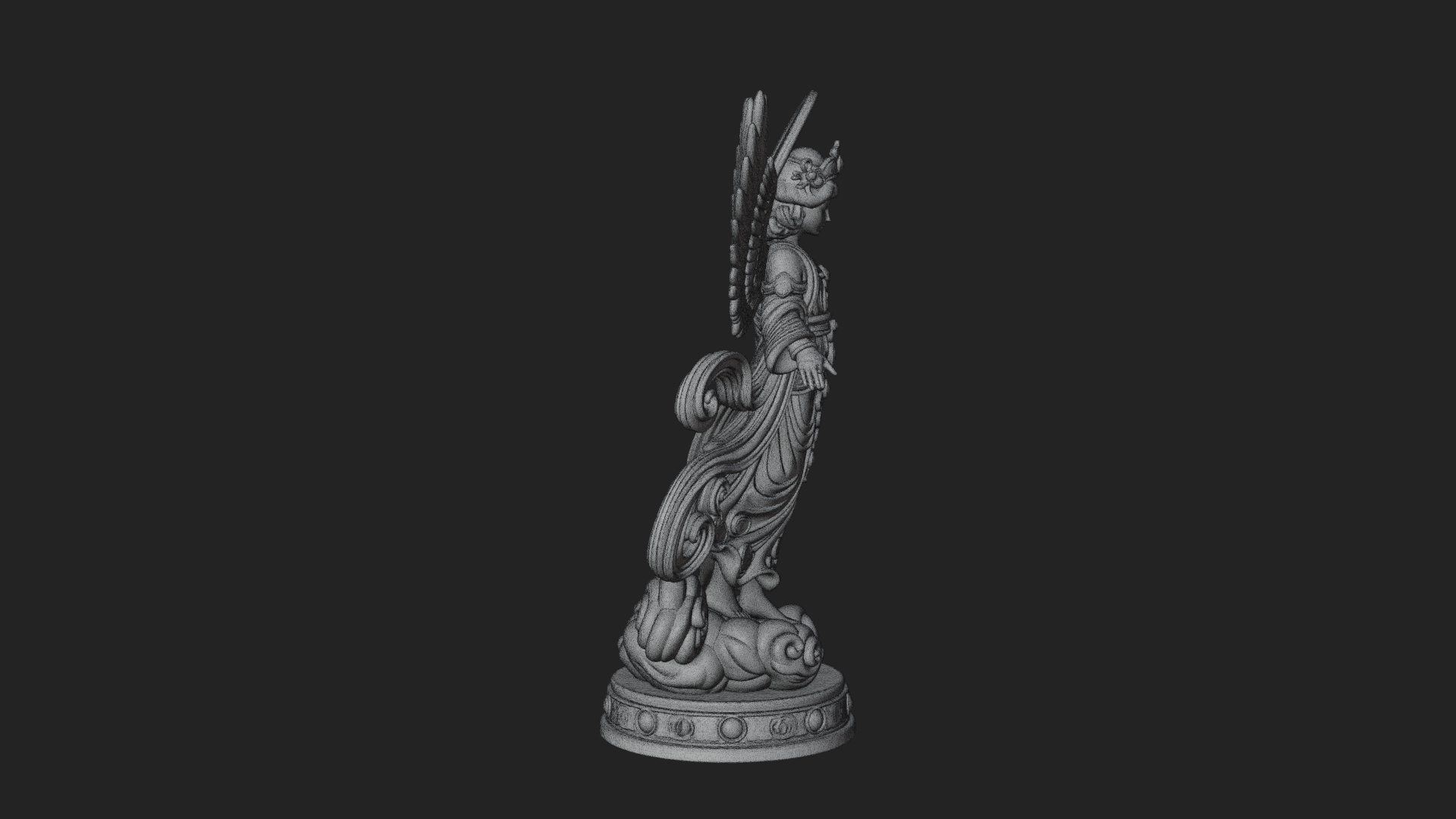 Cloud Borne Winged Angel Statue Design 1 3D Print Model 3D Model