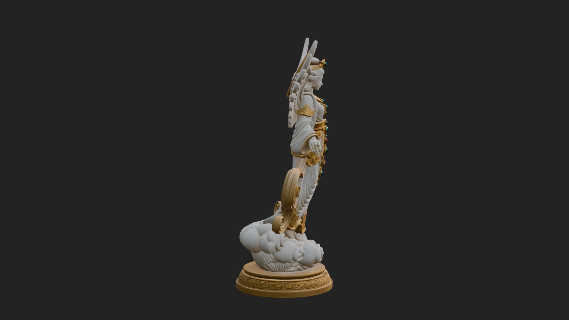 Cloud Borne Winged Angel Statue Design 2 3D Print Model 3D Model