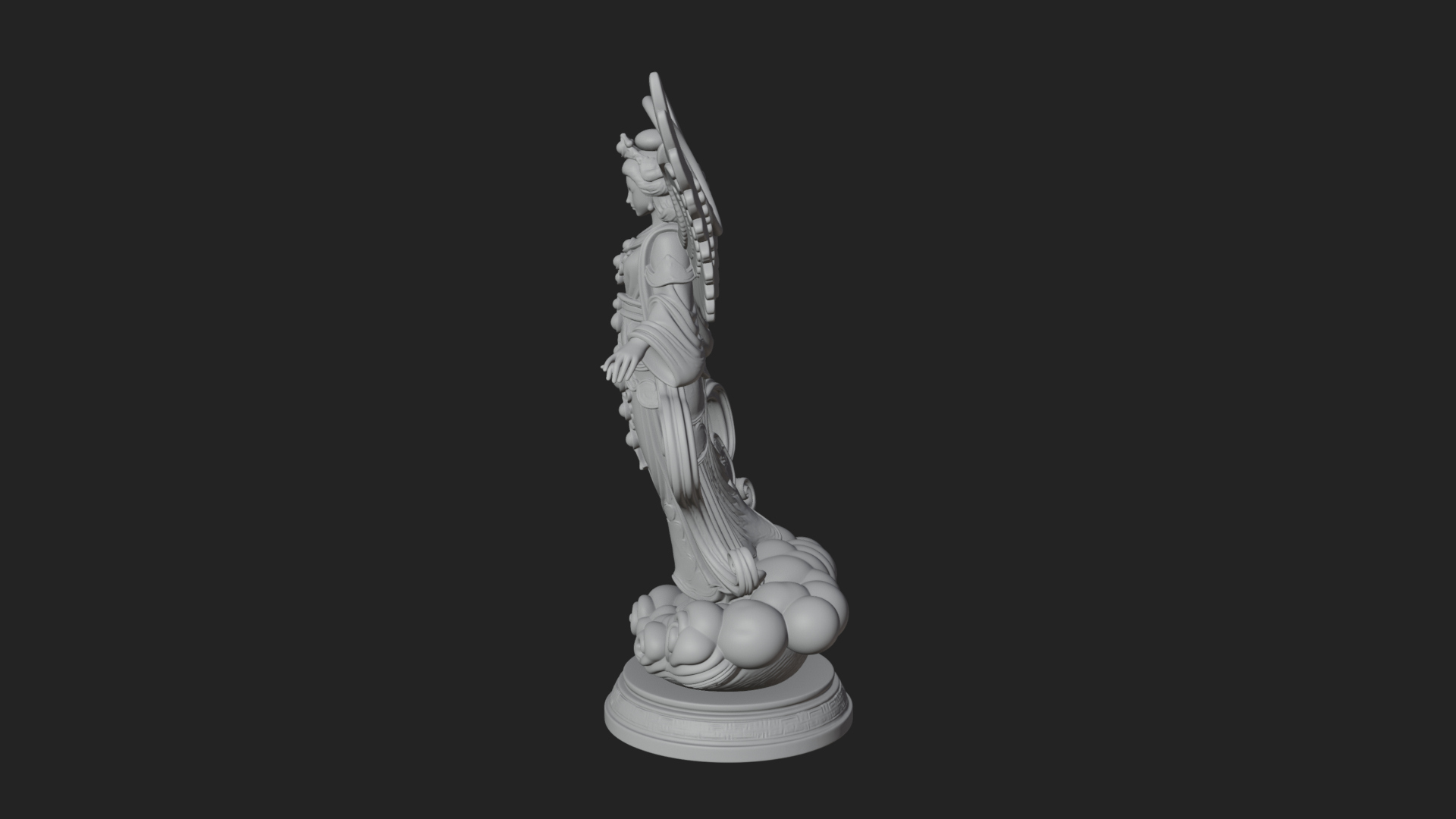 Cloud Borne Winged Angel Statue Design 2 3D Print Model 3D Model