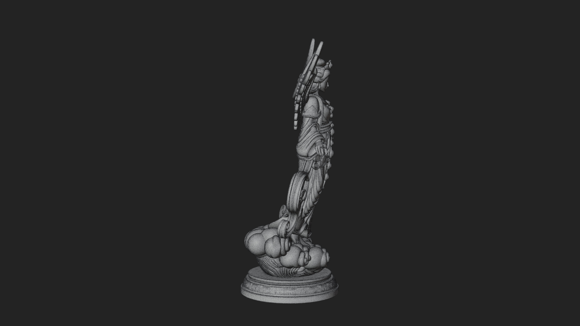 Cloud Borne Winged Angel Statue Design 2 3D Print Model 3D Model