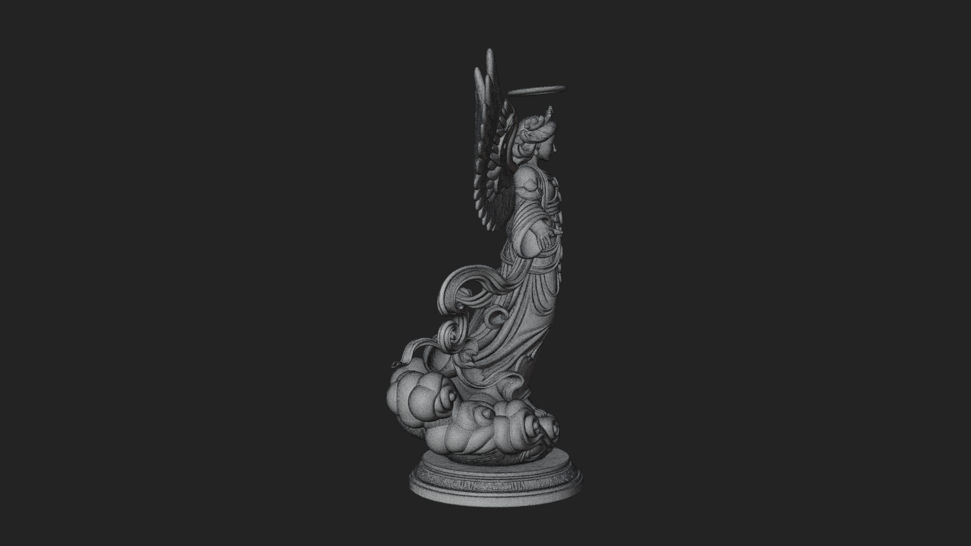 Cloud Borne Winged Angel Statue Design 3 3D Print Model 3D Model