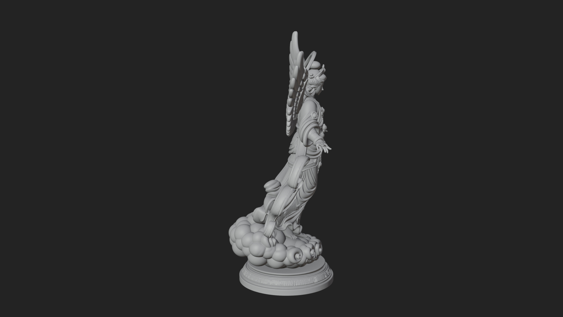 Cloud Borne Winged Angel Statue Design 4 3D Print Model 3D Model