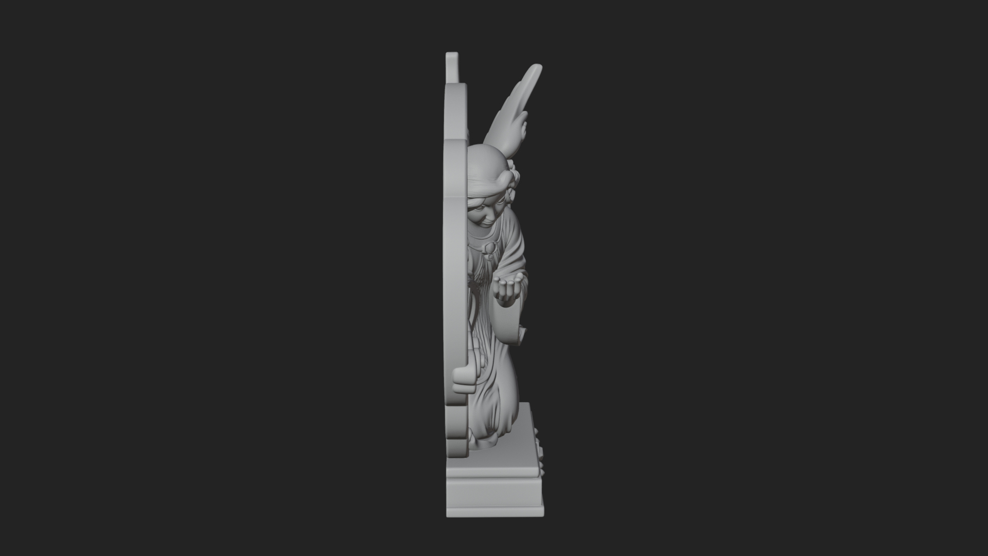Cloud Borne Winged Angel Statue Design 5 3D Print Model 3D Model