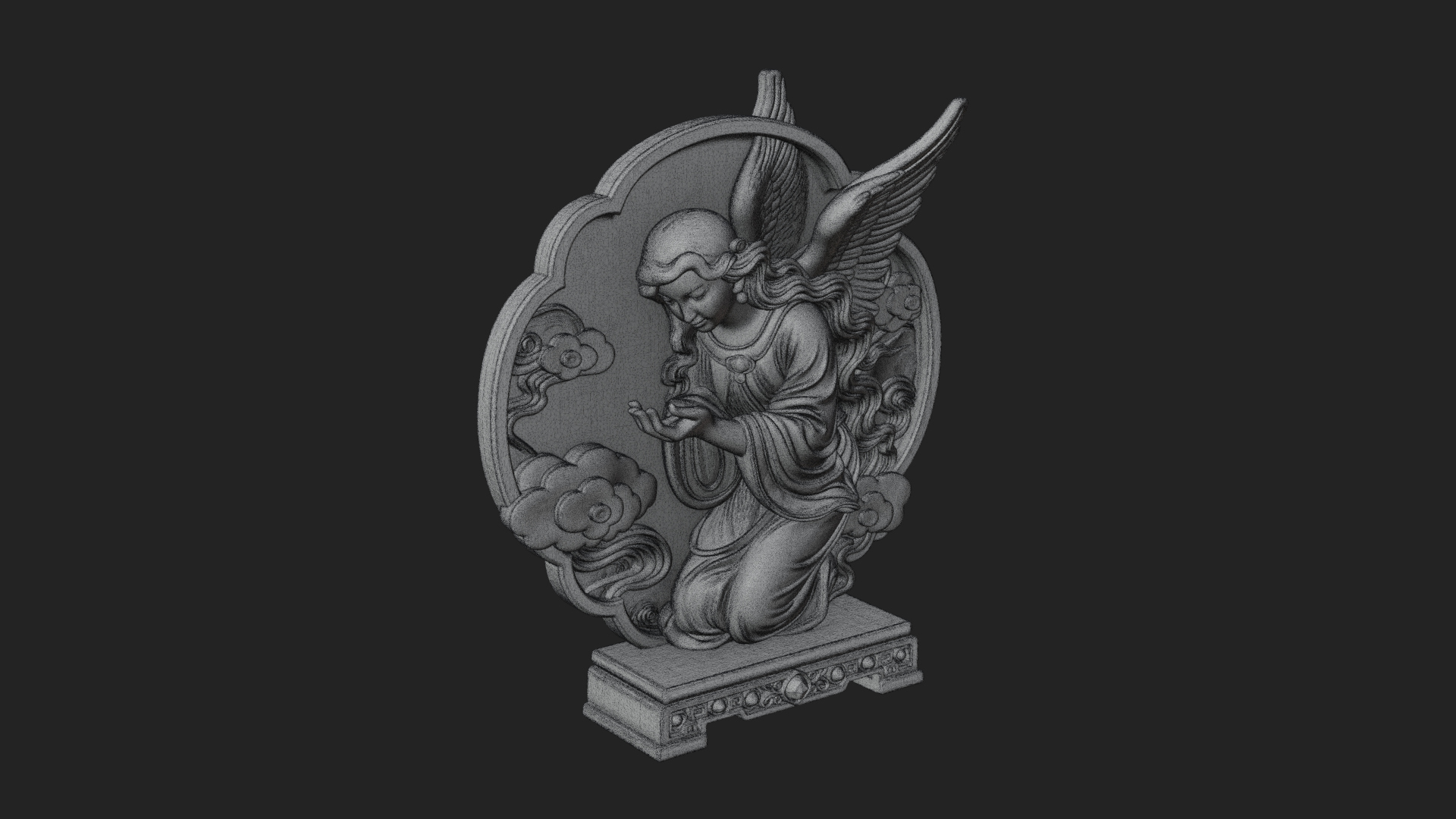 Cloud Borne Winged Angel Statue Design 5 3D Print Model 3D Model