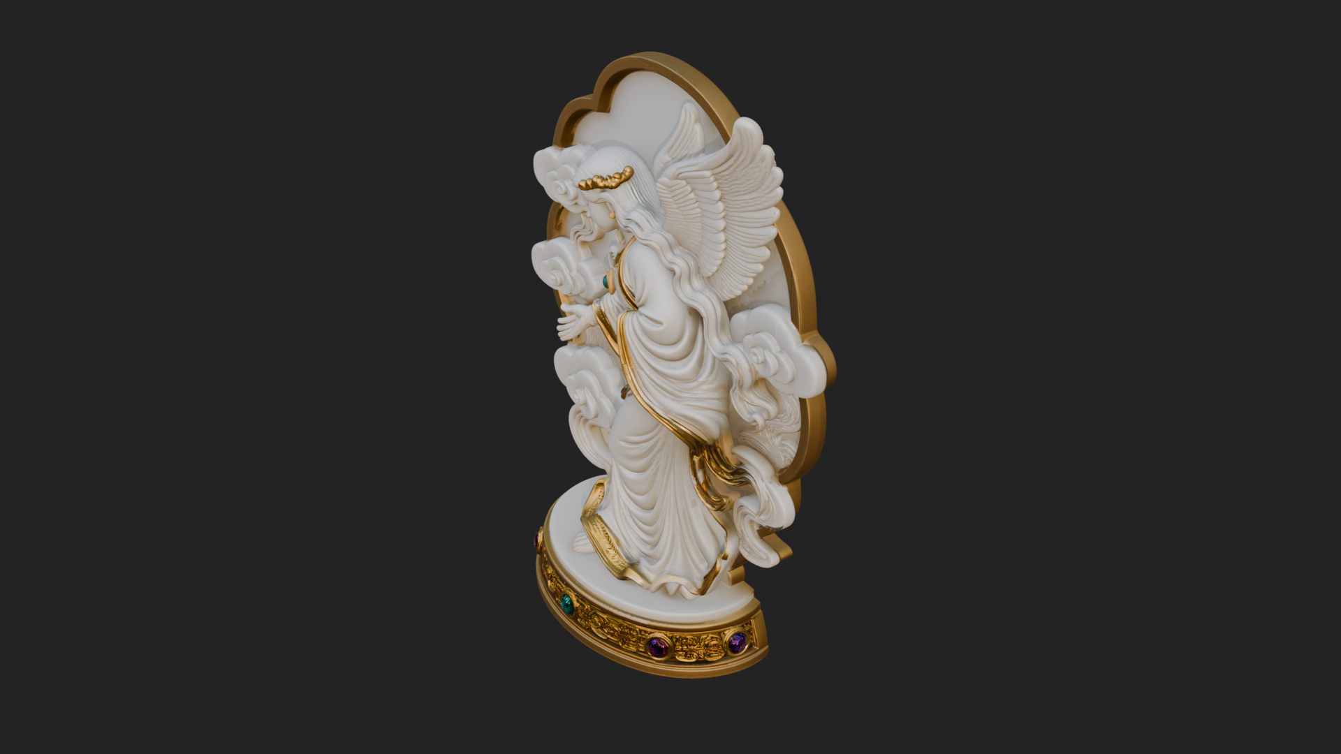 Cloud Borne Winged Angel Statue Design 6 3D Print Model 3D Model