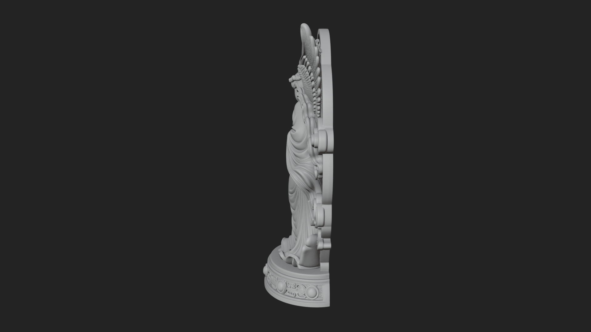Cloud Borne Winged Angel Statue Design 6 3D Print Model 3D Model