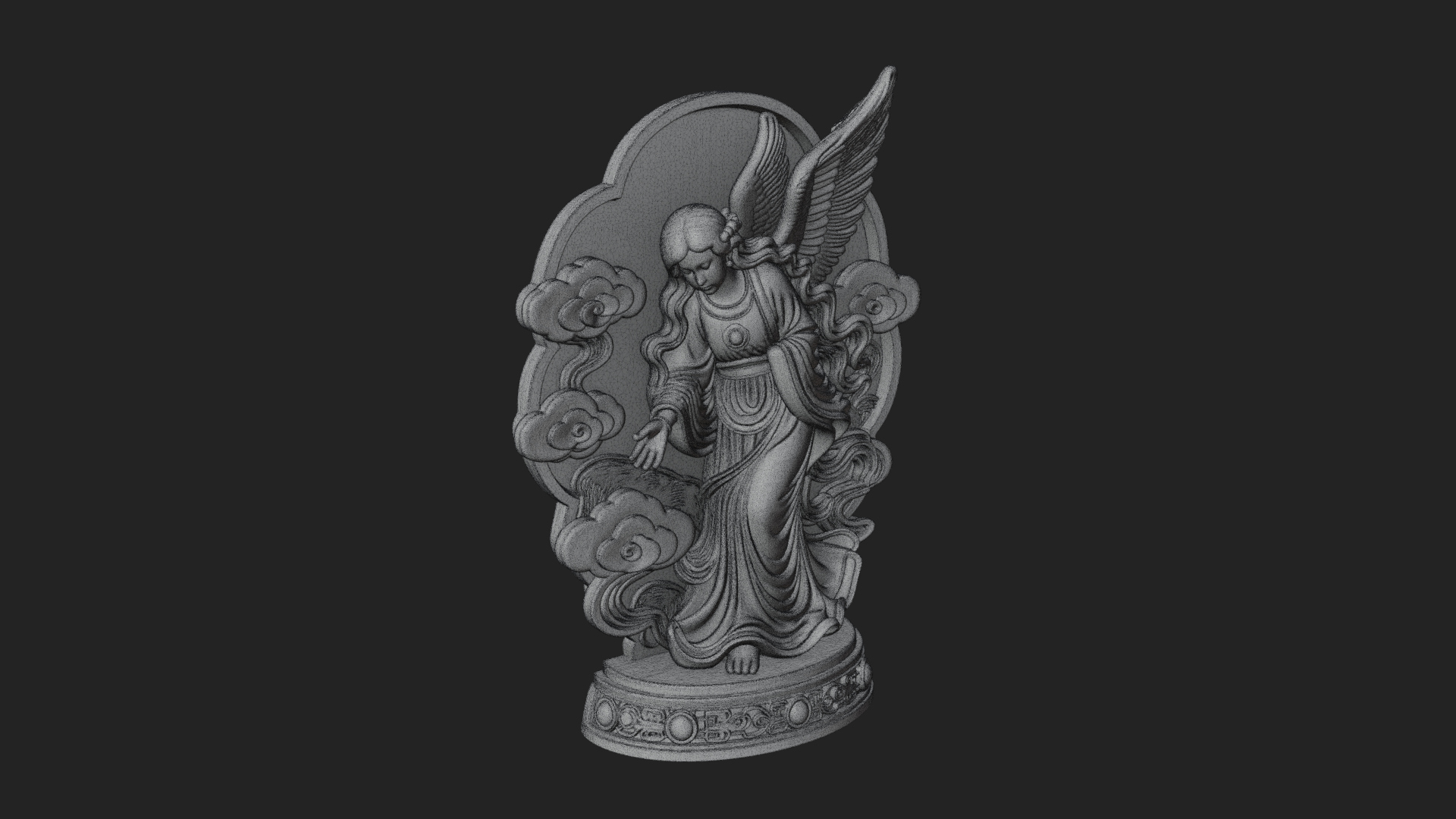 Cloud Borne Winged Angel Statue Design 6 3D Print Model 3D Model