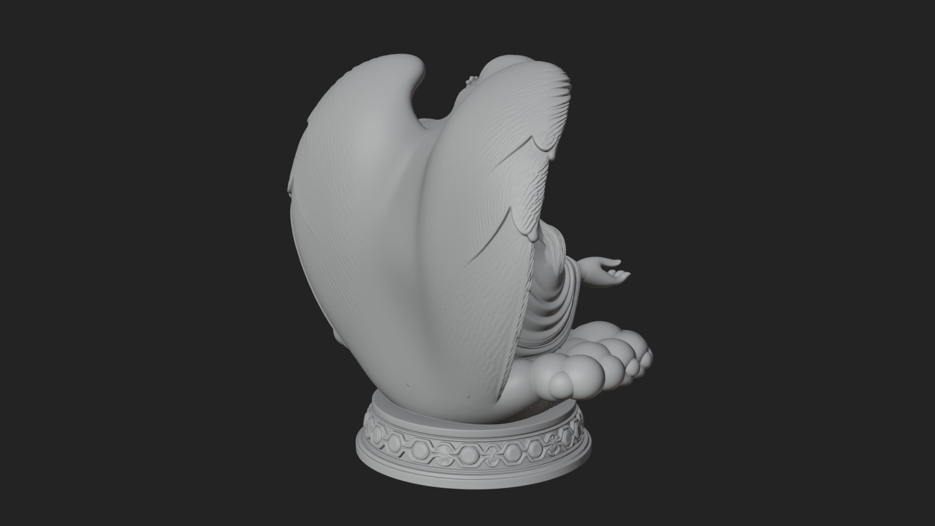 Cloud Borne Winged Angel Statue Design 7 3D Print Model 3D Model