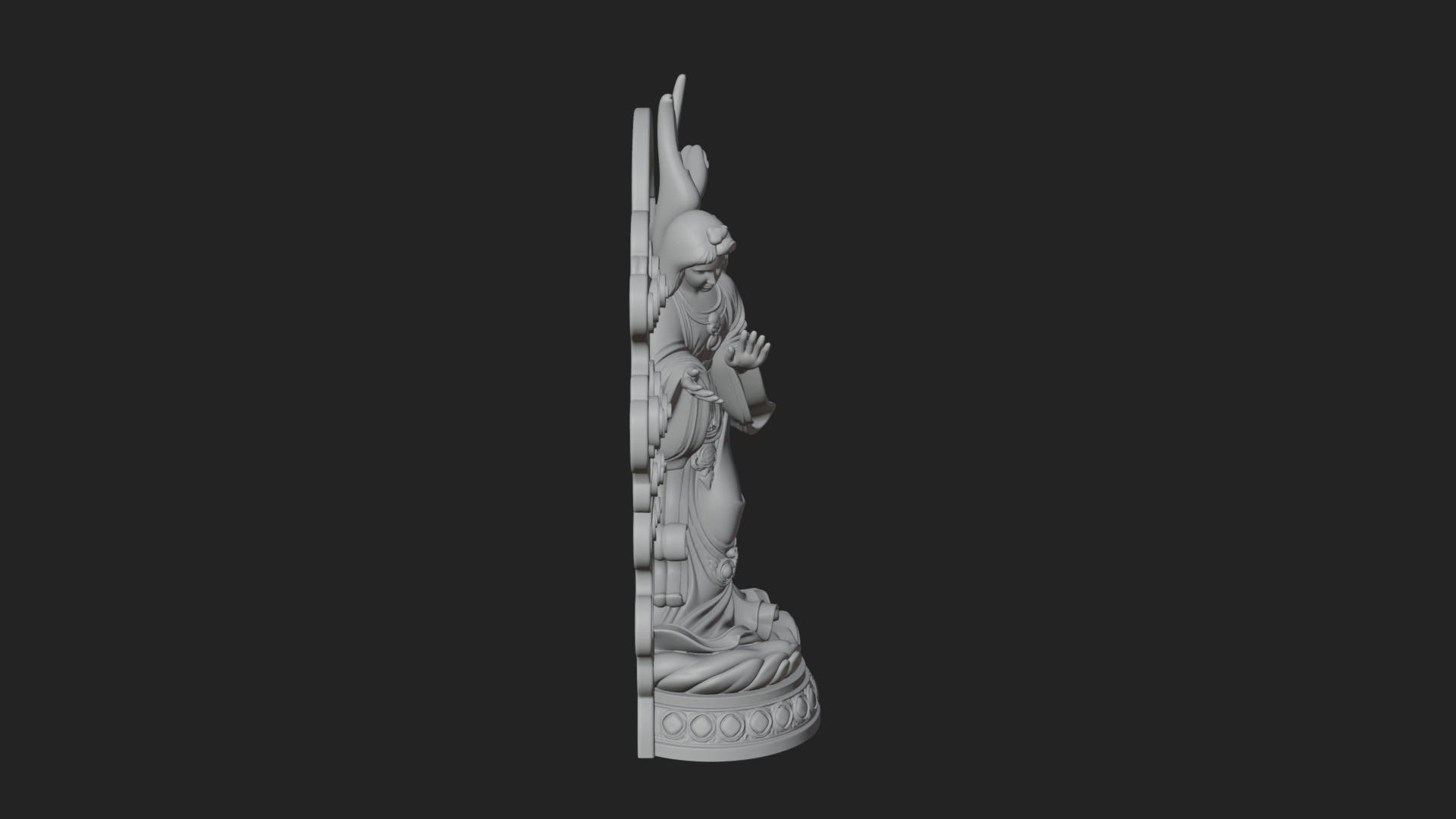 Cloud Borne Winged Angel Statue Design 8 3D Print Model 3D Model