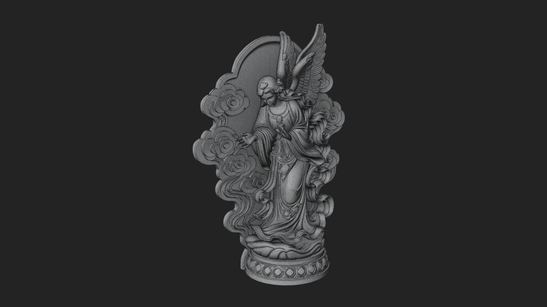 Cloud Borne Winged Angel Statue Design 8 3D Print Model 3D Model