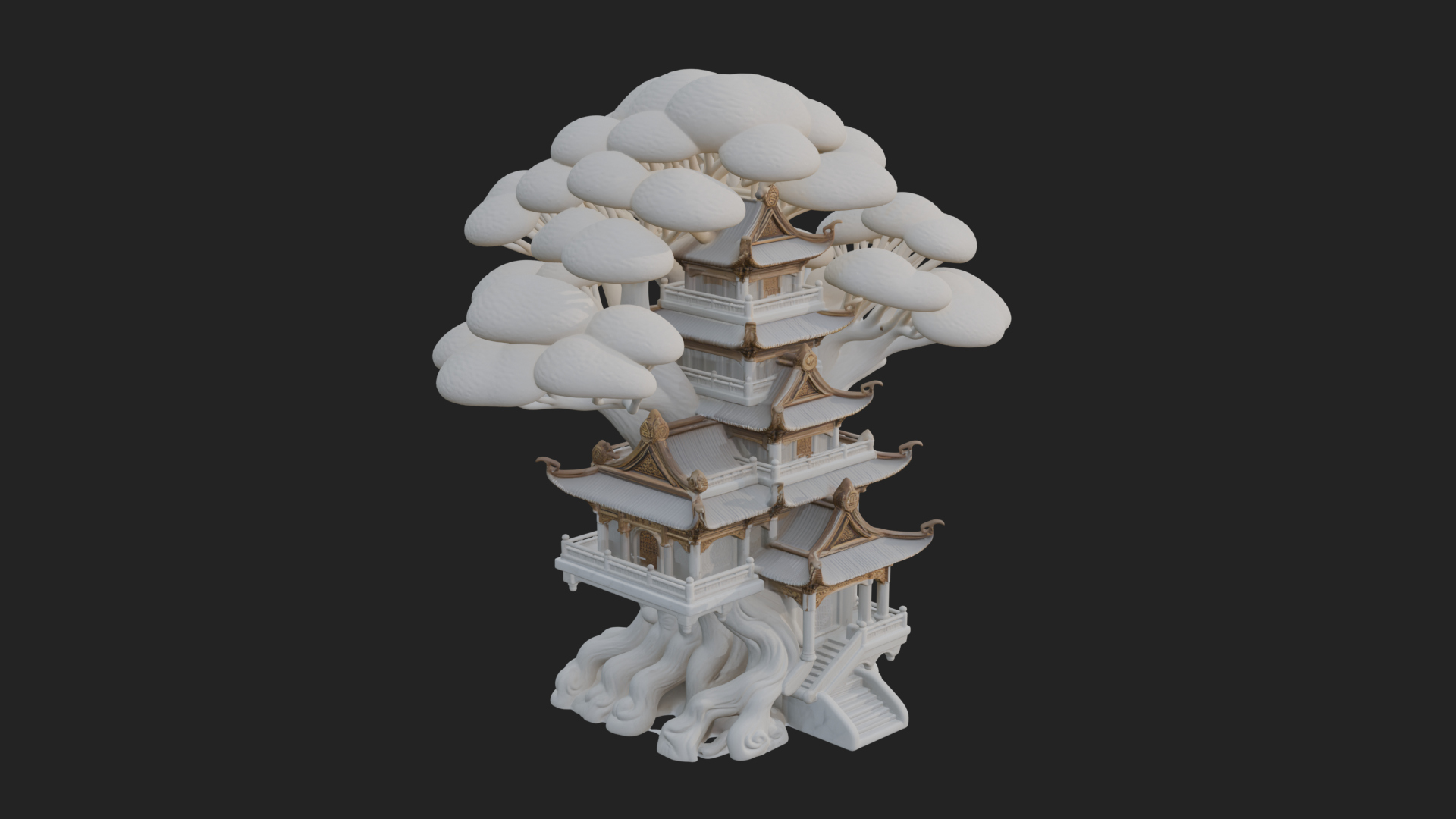 Cloud Pagoda Tower Design 1 3D Print Model 3D Model