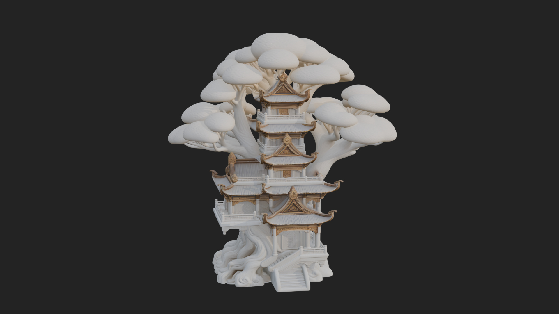 Cloud Pagoda Tower Design 1 3D Print Model 3D Model