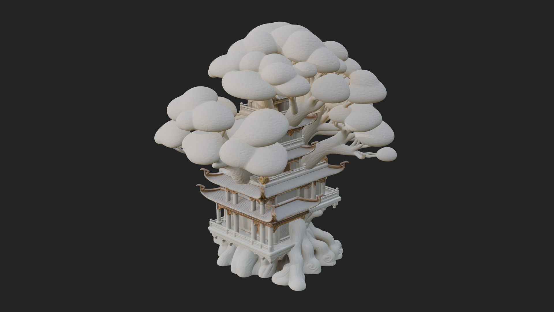 Cloud Pagoda Tower Design 1 3D Print Model 3D Model