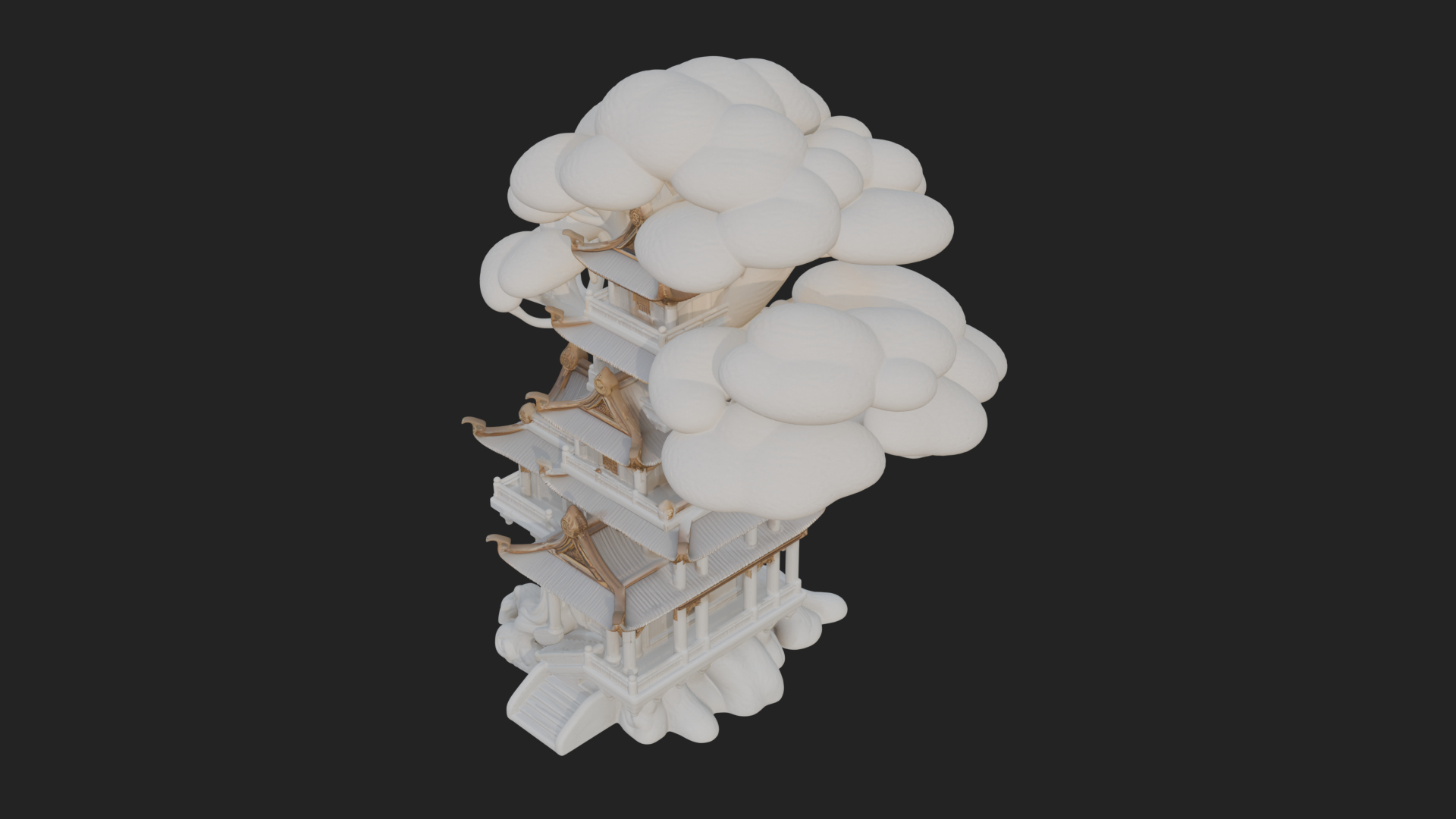 Cloud Pagoda Tower Design 1 3D Print Model 3D Model