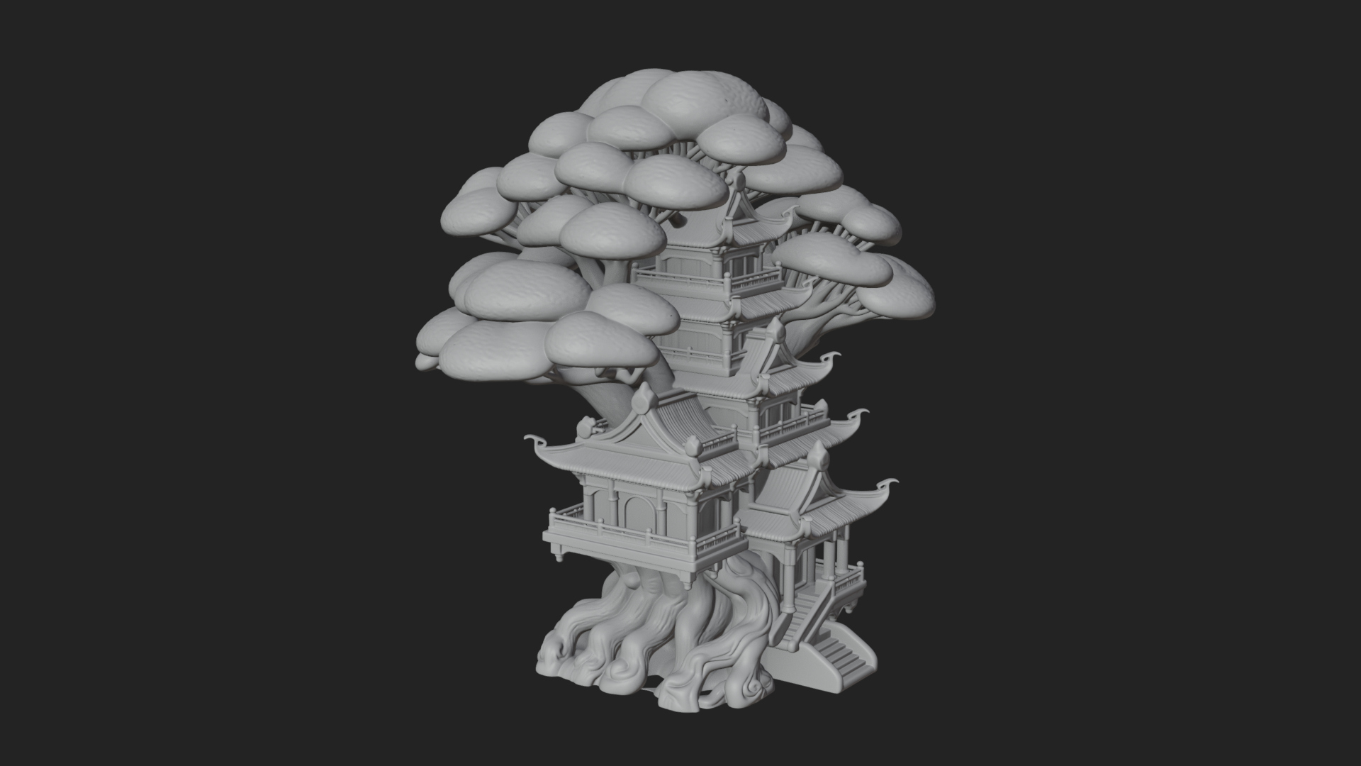 Cloud Pagoda Tower Design 1 3D Print Model 3D Model