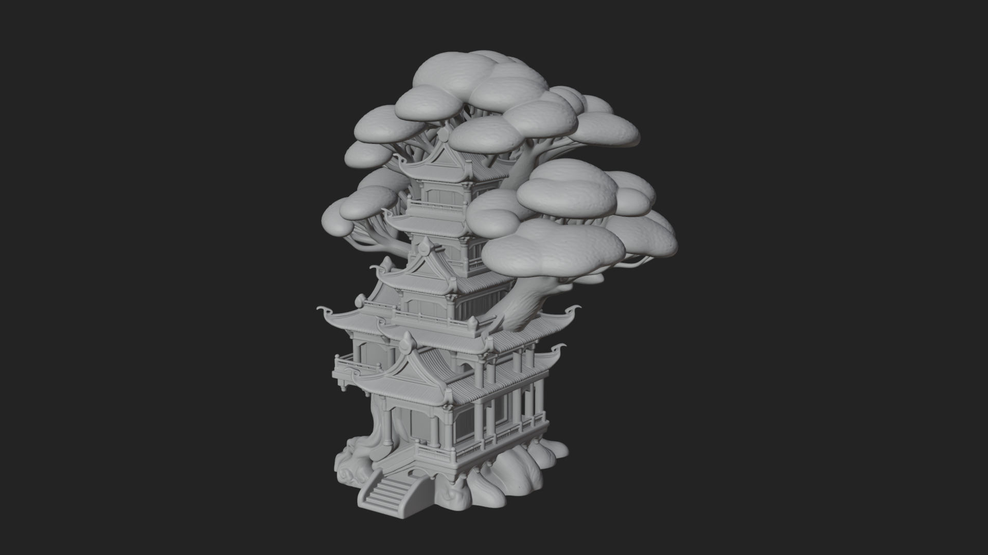 Cloud Pagoda Tower Design 1 3D Print Model 3D Model