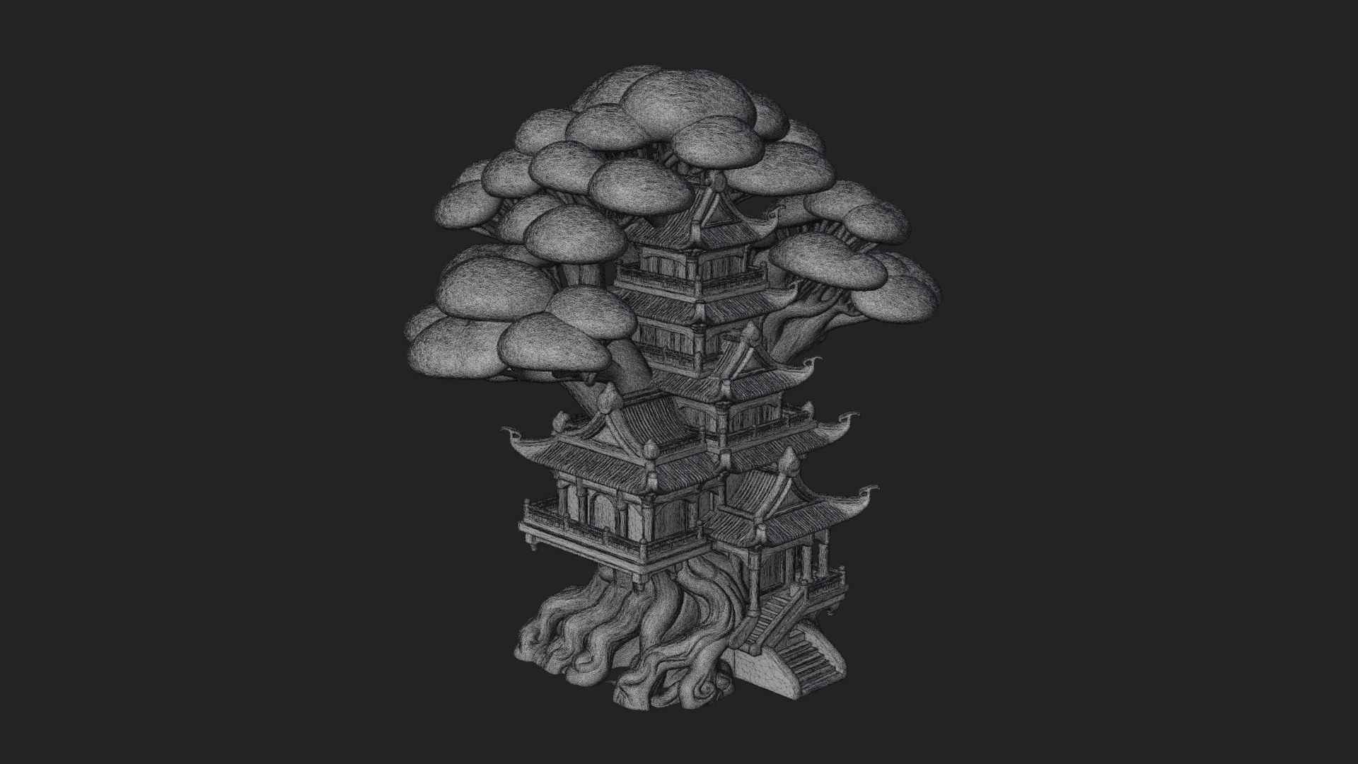 Cloud Pagoda Tower Design 1 3D Print Model 3D Model