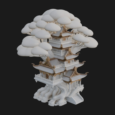 Cloud Pagoda Tower Design 1 3D Print Model