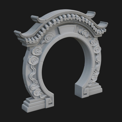 Cloud Scroll Arch Design 4 3D Print Model