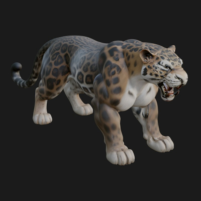 Clouded Leopard Statue Design 2 3D Print Model
