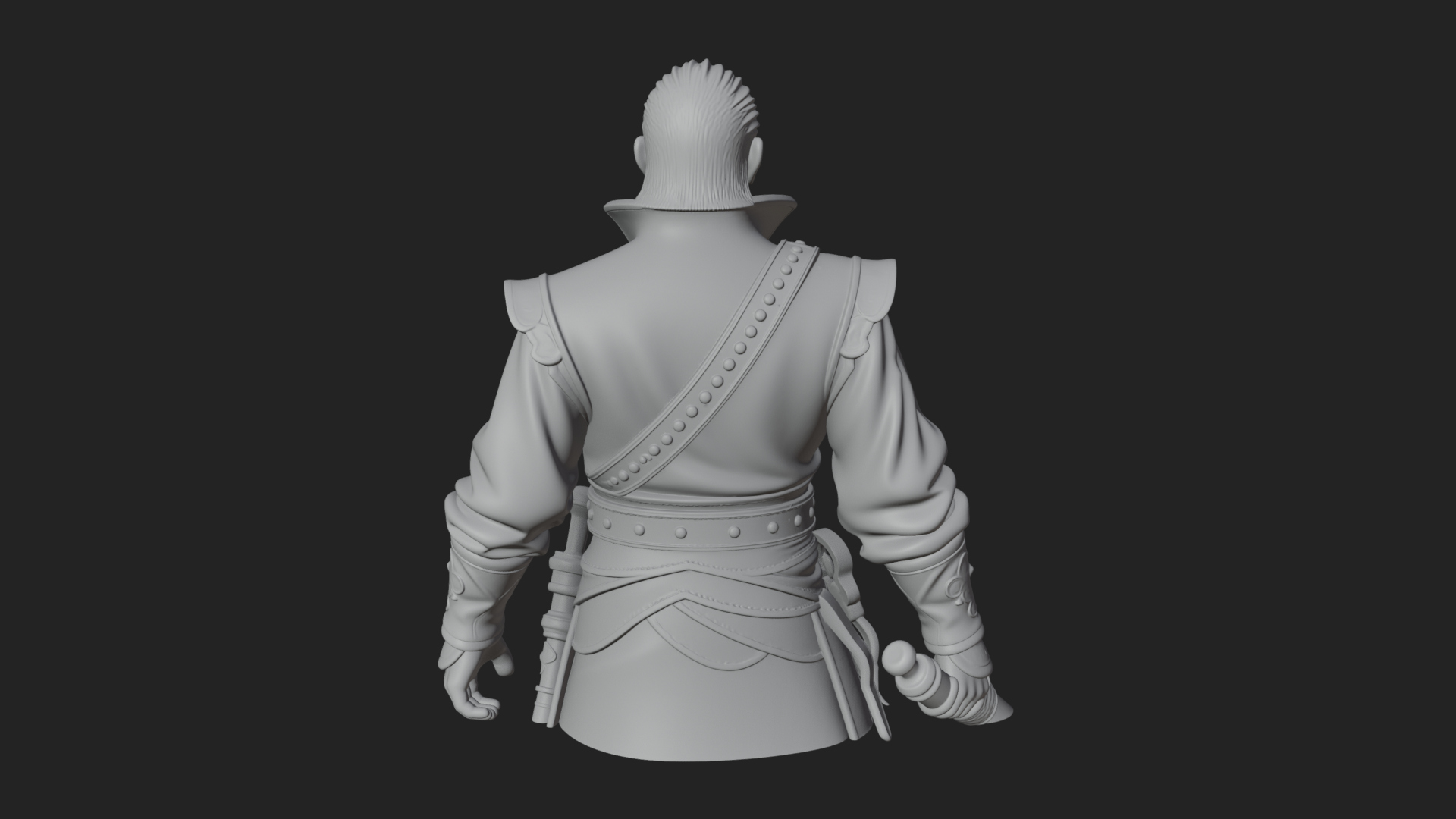 Coat Wearing Swordsman Bust Design 1 3D Print Model 3D Model