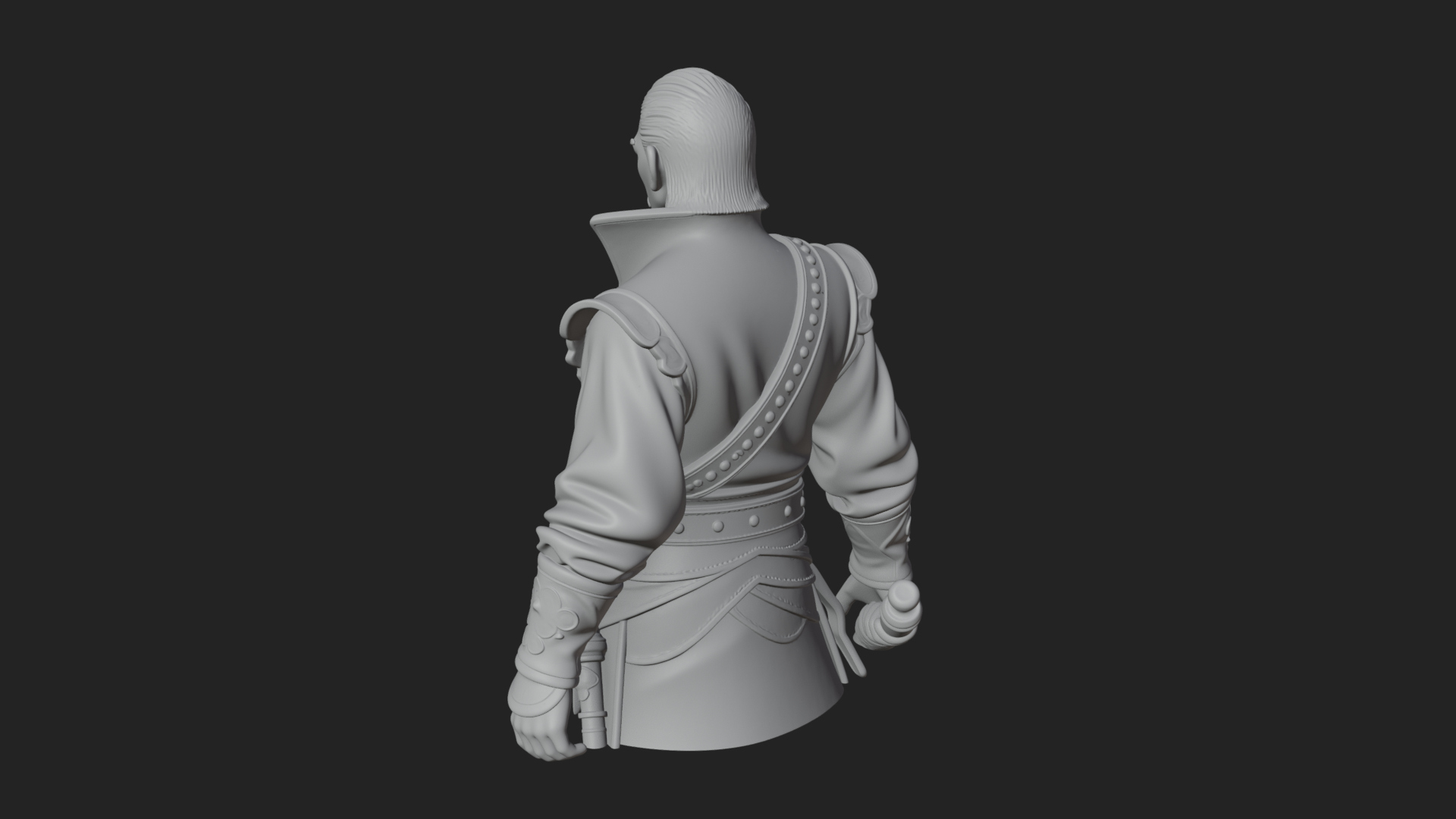 Coat Wearing Swordsman Bust Design 1 3D Print Model 3D Model
