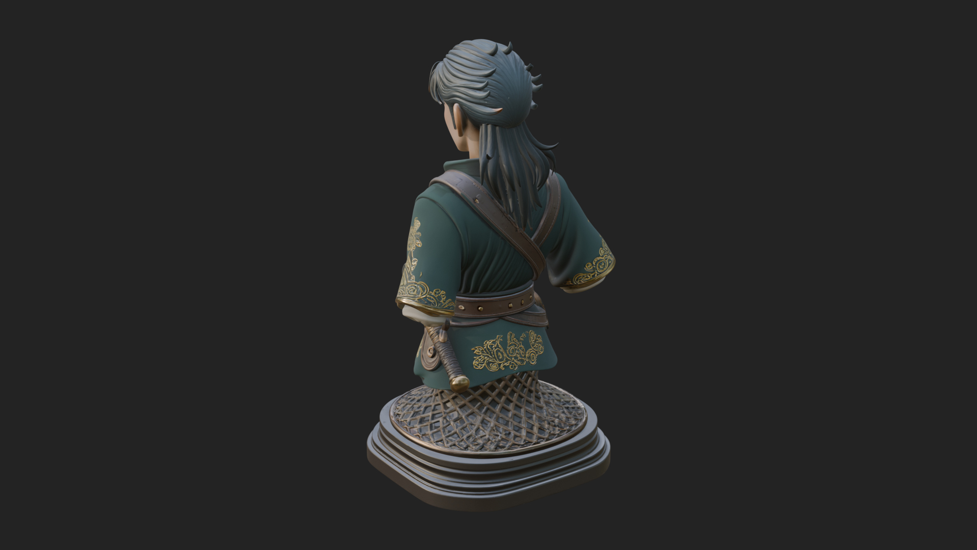Coat Wearing Swordsman Bust Design 10 3D Print Model 3D Model