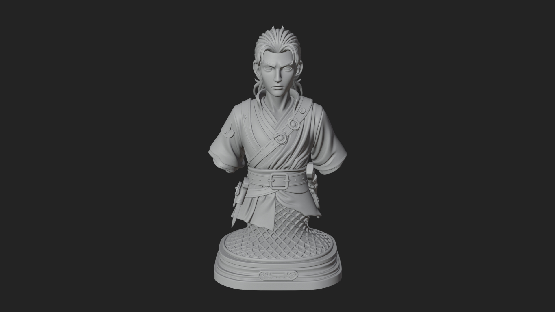 Coat Wearing Swordsman Bust Design 10 3D Print Model 3D Model